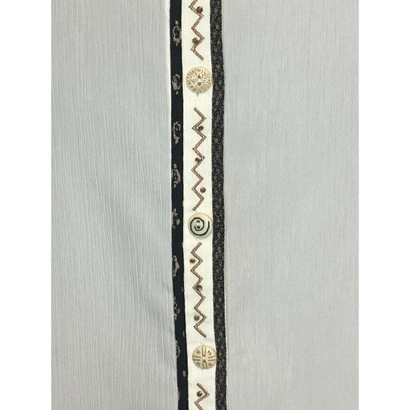 Nada Valley Women’s Size Small Ivory Button Up Shirt Embroidered Geometric - Picture 3 of 5